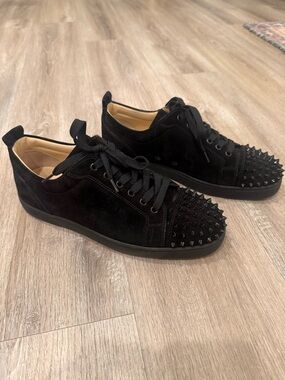 Christian Louboutin Black Suede junior spikes Sneakers